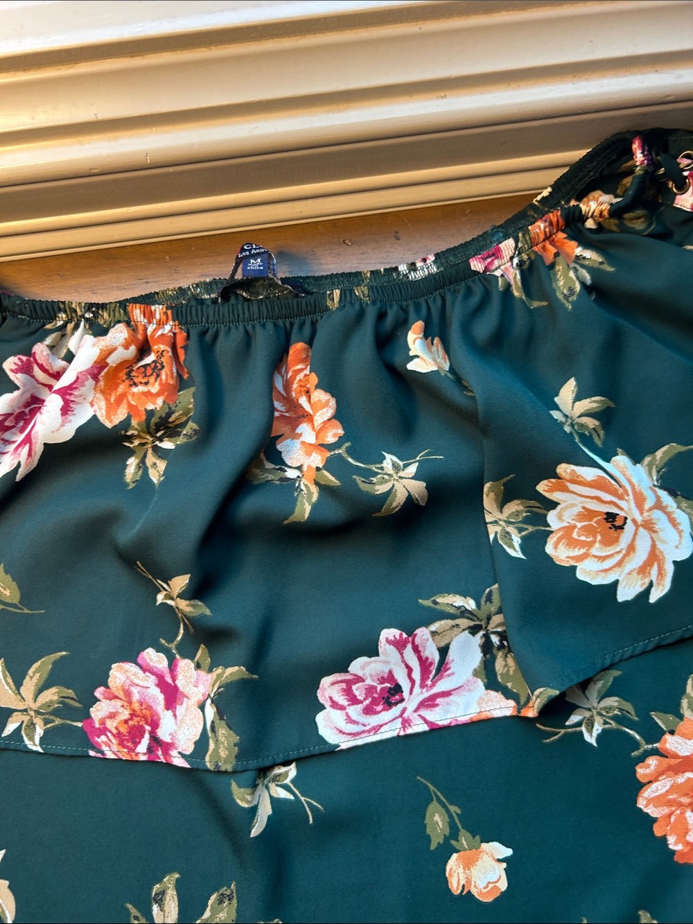 one clothing Dark Green Floral Off-Shoulder Camisole - Picture 3 of 4